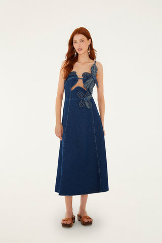Vestido Farm Rio Midi en Denim 3d palm tree cut-out (Copy)