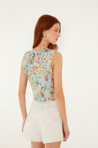 Vest FARM Rio multicolor rendeira 3d