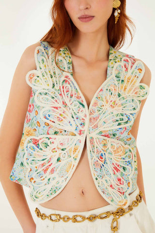Vest FARM Rio multicolor rendeira 3d