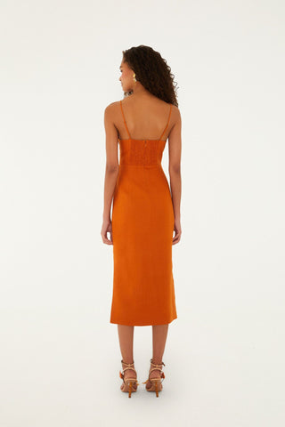 Vestido Midi Farm Rio 3d Shells Sleeveless en Lino