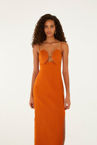 Vestido Midi Farm Rio 3d Shells Sleeveless en Lino