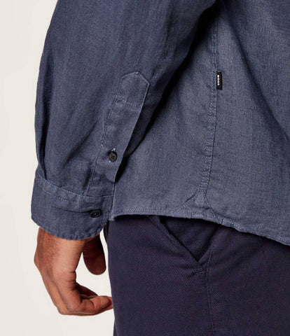 Camisa BOSS en Lino con Logo Doble B Bordado Slim Fit