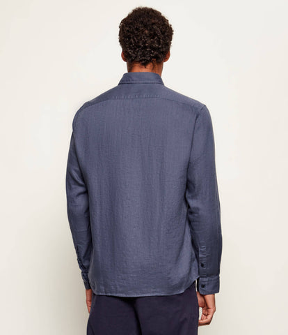 Camisa BOSS en Lino con Logo Doble B Bordado Slim Fit