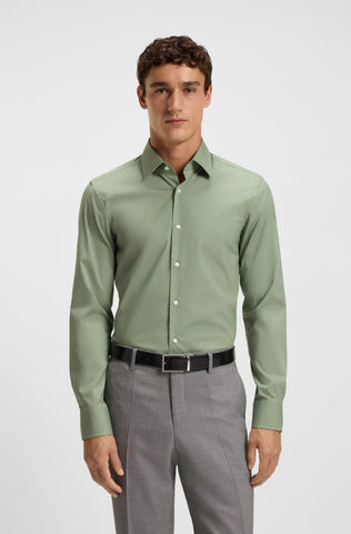 Camisa BOSS de Vestir Poplin Cuello Kent con Stretch Slim Fit