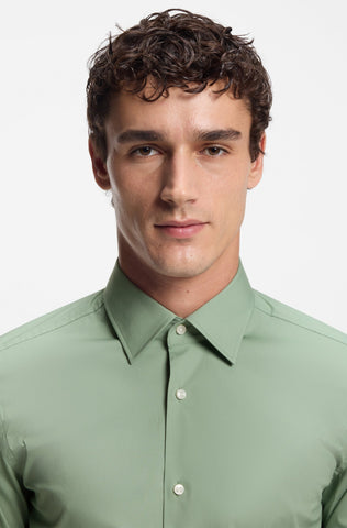 Camisa BOSS de Vestir Poplin Cuello Kent con Stretch Slim Fit