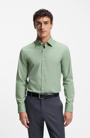 Camisa BOSS de Vestir Poplin Cuello Kent con Stretch Slim Fit