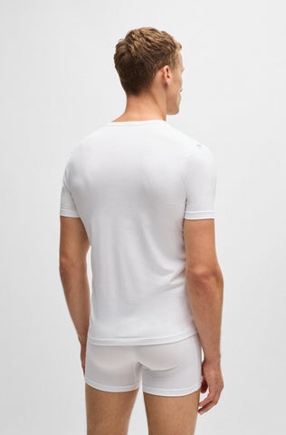 Paquete de dos camisetas interiores BOSS de algodón elástico con logo Regular fit