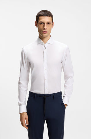 Camisa BOSS Slim Fit de Vestir Poplin Cuello Spread de Planchado Facil con Stretch