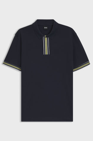 Polo Shirt BOSS Regular Fit de algodón interlock con ribete en contraste