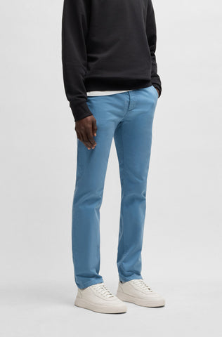 Pantalón BOSS slim fit en satén de algodón elástico