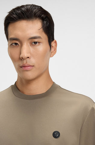 T-Shirt BOSS de algodón Mercerizado Regular Fit con placa de Monograma Doble B
