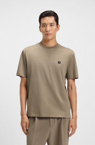 T-Shirt BOSS de algodón Mercerizado Regular Fit con placa de Monograma Doble B