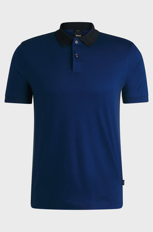 Polo Shirt Slim Fit de Algodón Mercerizado Con Rayas en el Cuello