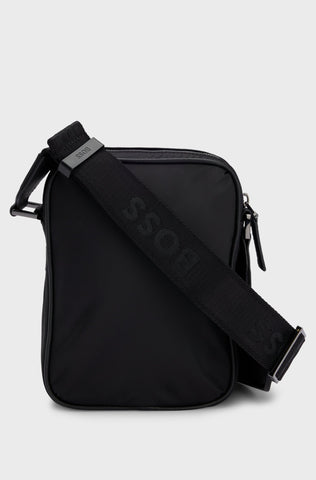 Bolso BOSS tipo reportero de sarga con monograma de doble B