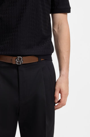 Correa BOSS B_Icon-Gr-St_Sr35 Reversible de Piel Italiana – Negro