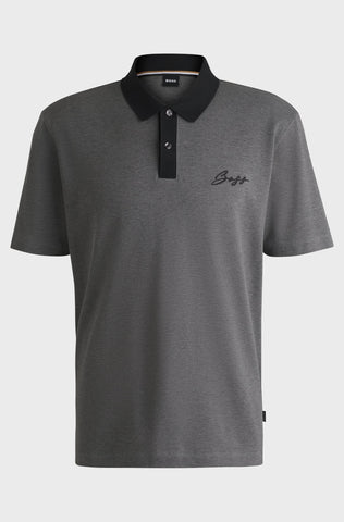 Polo Boss Regular fit de algodón mercerizado con logo caligrafiado