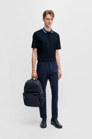 Polo BOSS Slim Fit de algodón mercerizado con raya en el cuello
