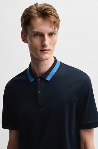 Polo BOSS Slim Fit de algodón mercerizado con raya en el cuello