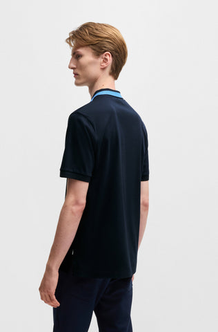 Polo BOSS Slim Fit de algodón mercerizado con raya en el cuello