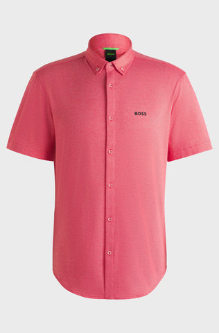 Camisa Boss Regular Fit Manga corta en punto de algodón