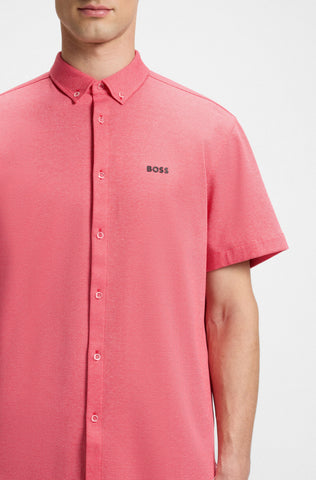 Camisa Boss Regular Fit Manga corta en punto de algodón