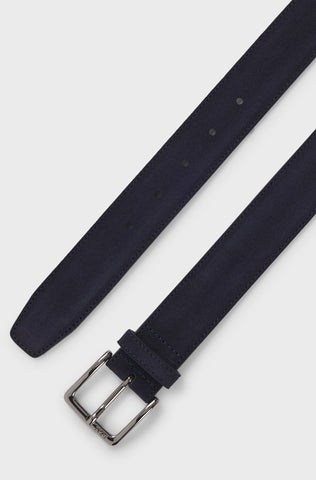 Correa BOSS de suede con hebilla de bronce con logotipo grabado