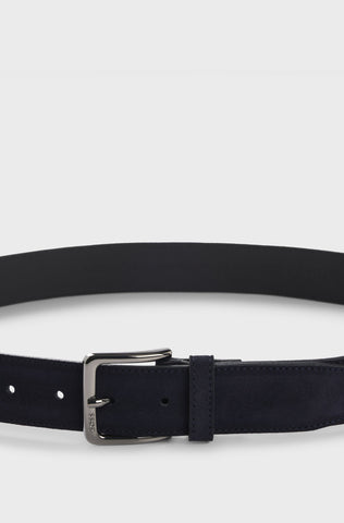 Correa BOSS de suede con hebilla de bronce con logotipo grabado