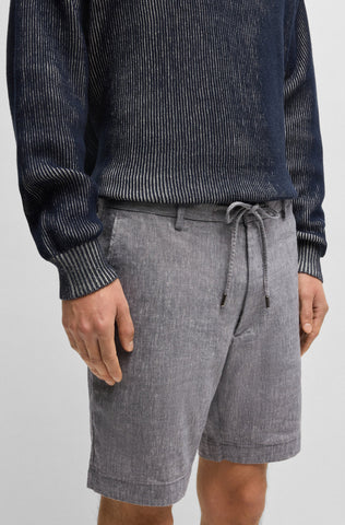 Bermuda BOSS en mezcla de lino con cordón ajustable Regular Fit