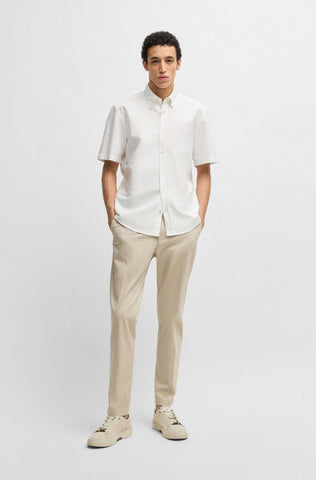 Camisa Boss manga corta regular fit de algodón Oxford con botones