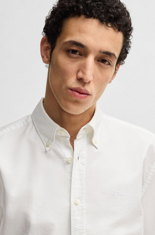 Camisa Boss manga corta regular fit de algodón Oxford con botones