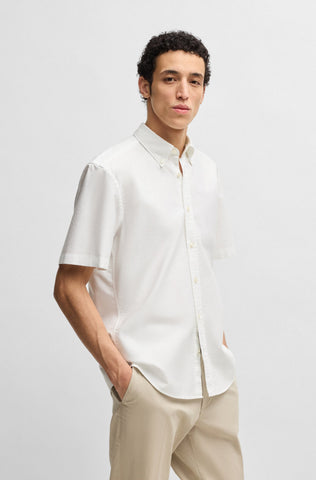 Camisa Boss manga corta regular fit de algodón Oxford con botones