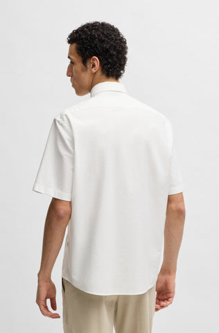 Camisa Boss manga corta regular fit de algodón Oxford con botones