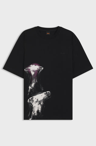 T-Shirt BOSS Relaxed fit de algodón con estampado de medusas