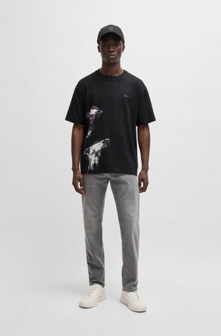 T-Shirt BOSS Relaxed fit de algodón con estampado de medusas
