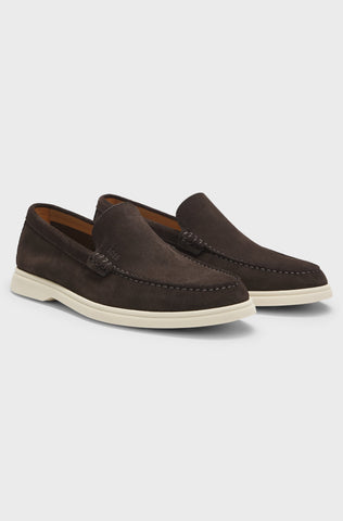 Mocasines BOSS con logotipo en relieve - Marrón oscuro