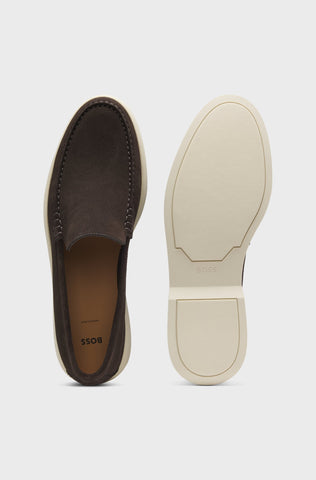 Mocasines BOSS con logotipo en relieve - Marrón oscuro