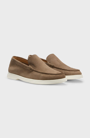 Loafers BOSS Sienne en Suede con Logo Sobre Relieve