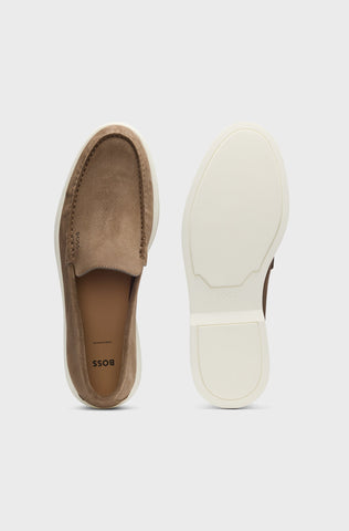Loafers BOSS Sienne en Suede con Logo Sobre Relieve