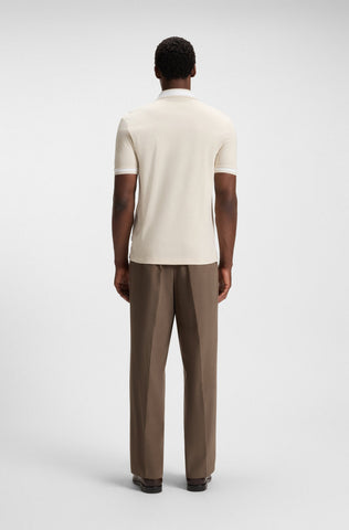 Polo BOSS de algodón mercerizado de corte ajustado con ribetes estructurados - Beige