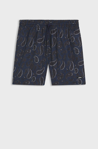 Traje de Baño BOSS con estampado de cachemira y logotipo de goma