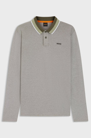 Polo BOSS Manga Larga En piqué striped collar Regular fit