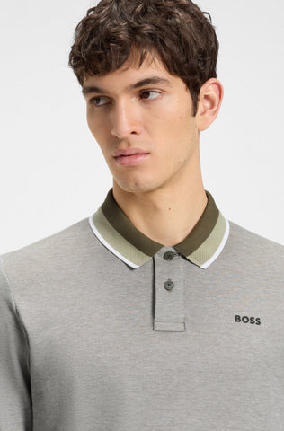 Polo BOSS Manga Larga En piqué striped collar Regular fit