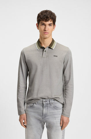 Polo BOSS Manga Larga En piqué striped collar Regular fit