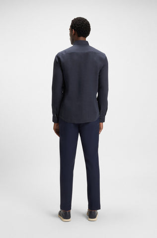 Camisa BOSS en Lino con Monograma Doble b bordado Slim Fit