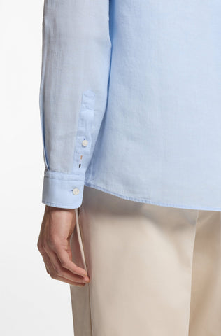Camisa BOSS En Lino Regular Fit Button Down - Azul Claro