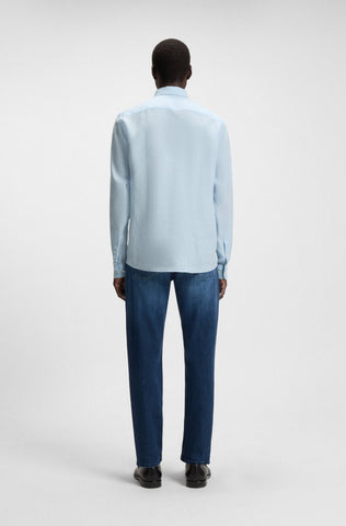 Camisa BOSS en Lino con Monograma Doble b bordado Slim Fit