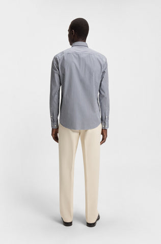 Camisa BOSS Poplin de Rayas y Monograma Doble B Bordado con Stretch Slim Fit