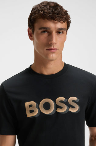 Camiseta BOSS H-Thompson 656 Hombre en Algodón Mercerizado - Negro