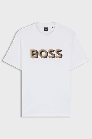 T-Shirt BOSS Regular fit de algodón Mercerizado Con Arte de Logo