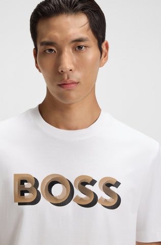T-Shirt BOSS Regular fit de algodón Mercerizado Con Arte de Logo